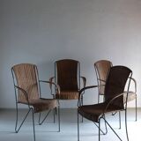 4 Frederick Weinberg wicker iron chairs | 1960s