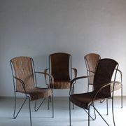 4 Frederick Weinberg wicker iron chairs | 1960s