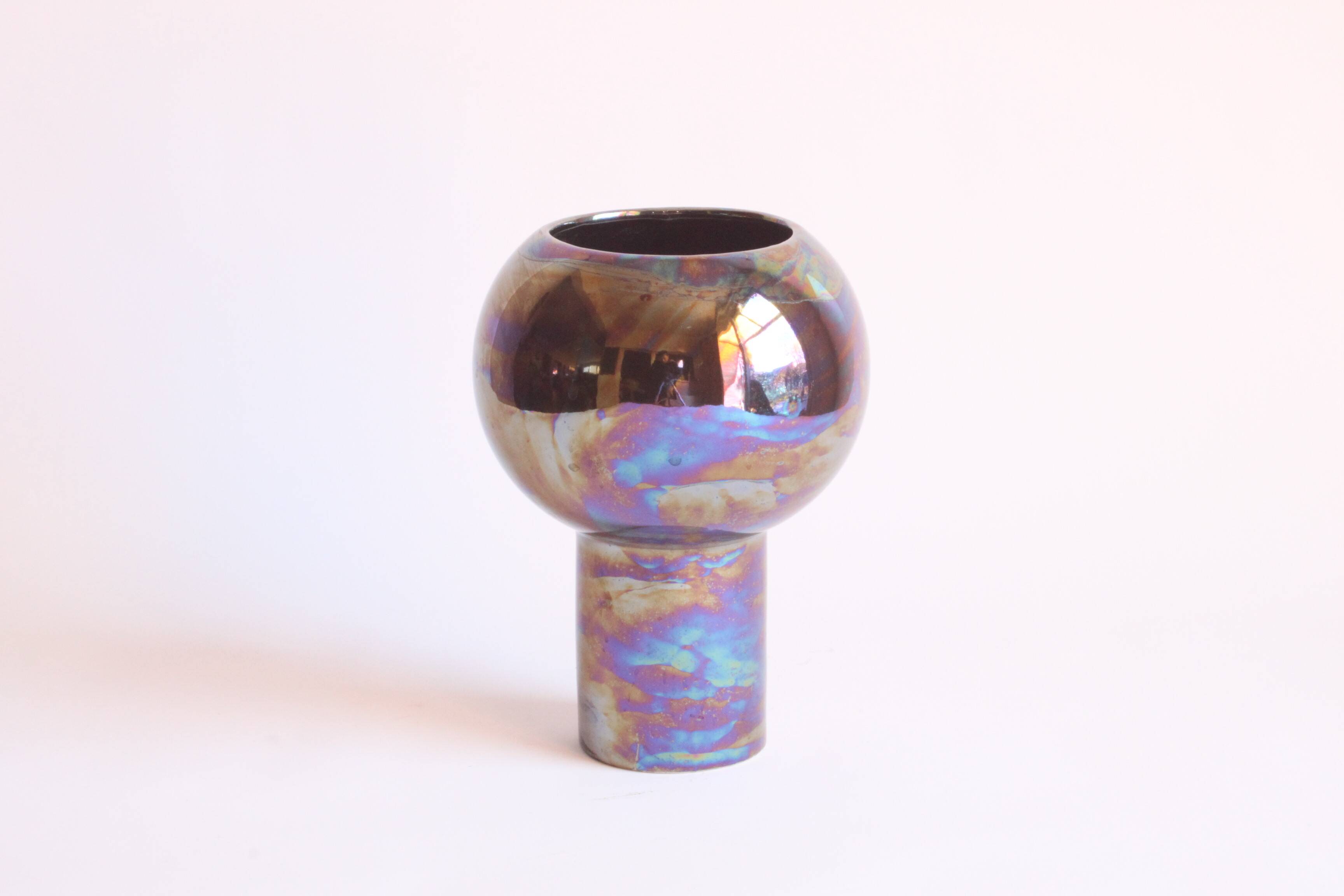 Metallic glaze ceramic vase, 1980s