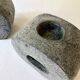 Pair of terracotta candle holders with anthracite finish, 1980s.