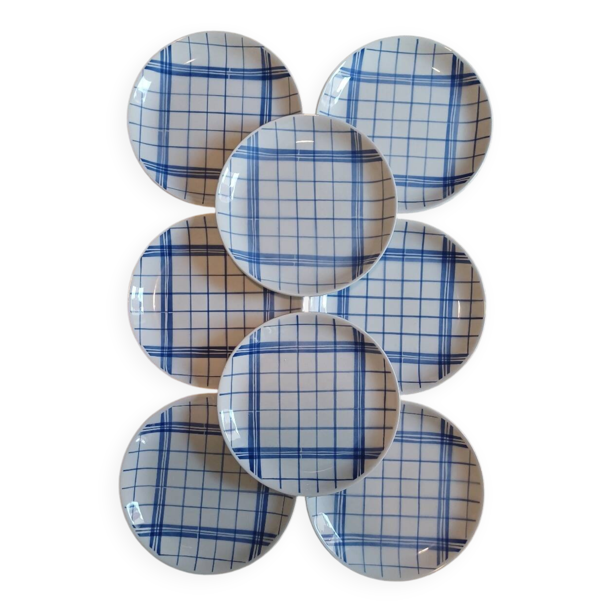 Set of 8 Moulins des Loups flat plates