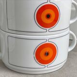 Set van 6 Vintage Thomas Germany Rosenthal Eclipse soepkommen, Space Age Op Art design