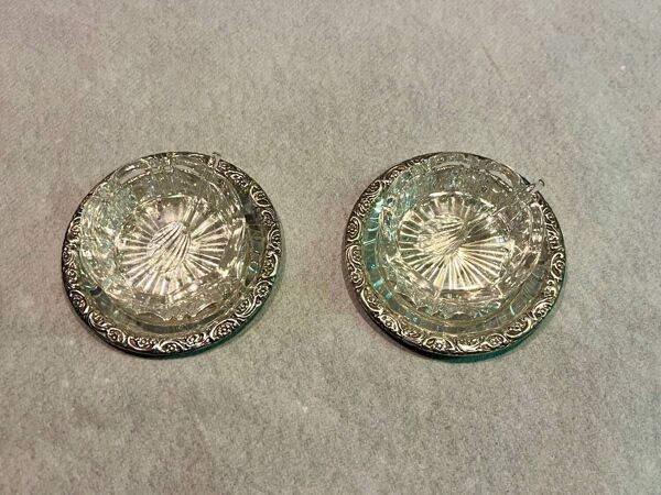 Coffret sel et poivre en cristal et métal argenté