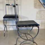 Set of 4 steel chairs with removable black seats