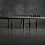Thomas Serruys steel and stone brutalist coffee table, Belgium, 2019
