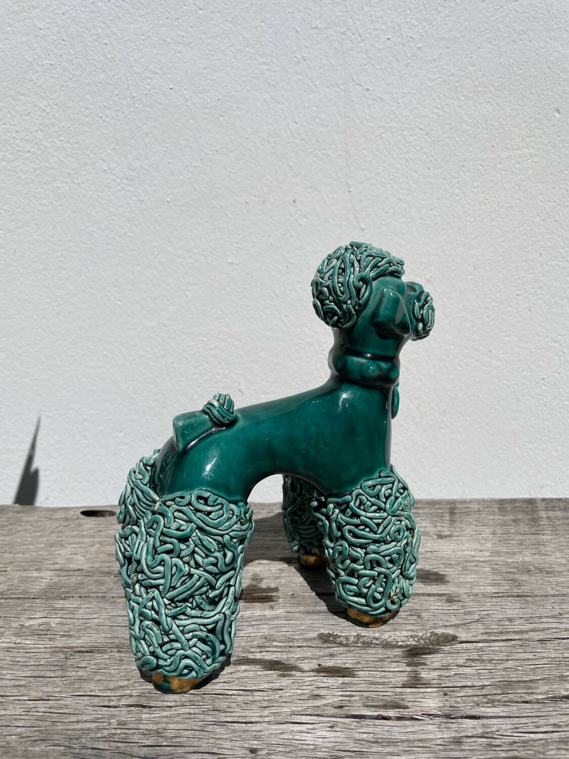 Spaghetti Green Ceramic Poodle Dog