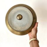 Vintage round glass and metal ceiling light