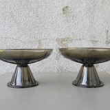 Pair of tazza glass compote cups, circa 1950 - 1970