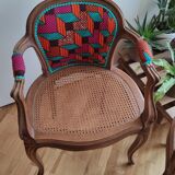 Pair of two wax back and cannage seat