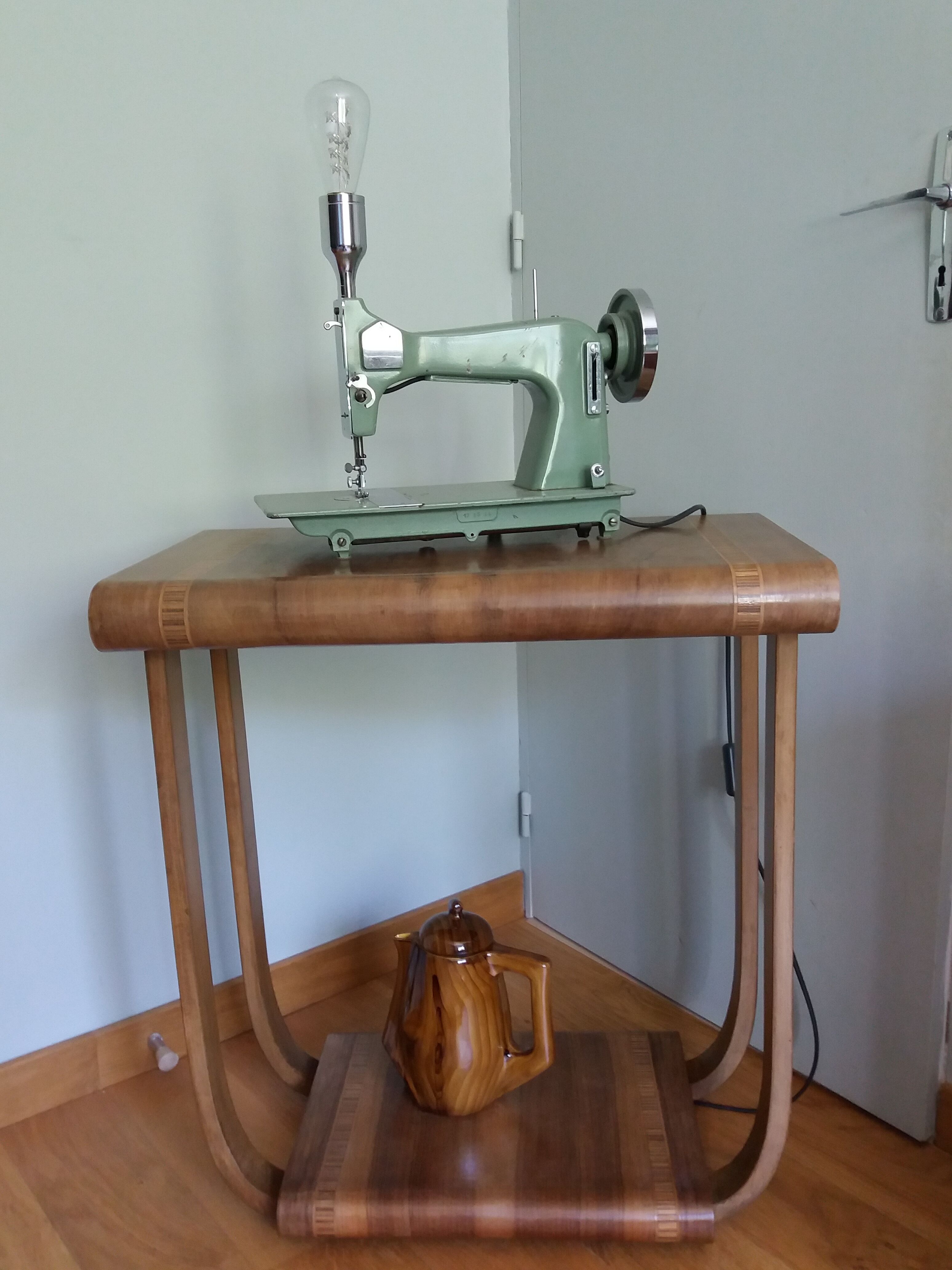 Art Deco curved wood console