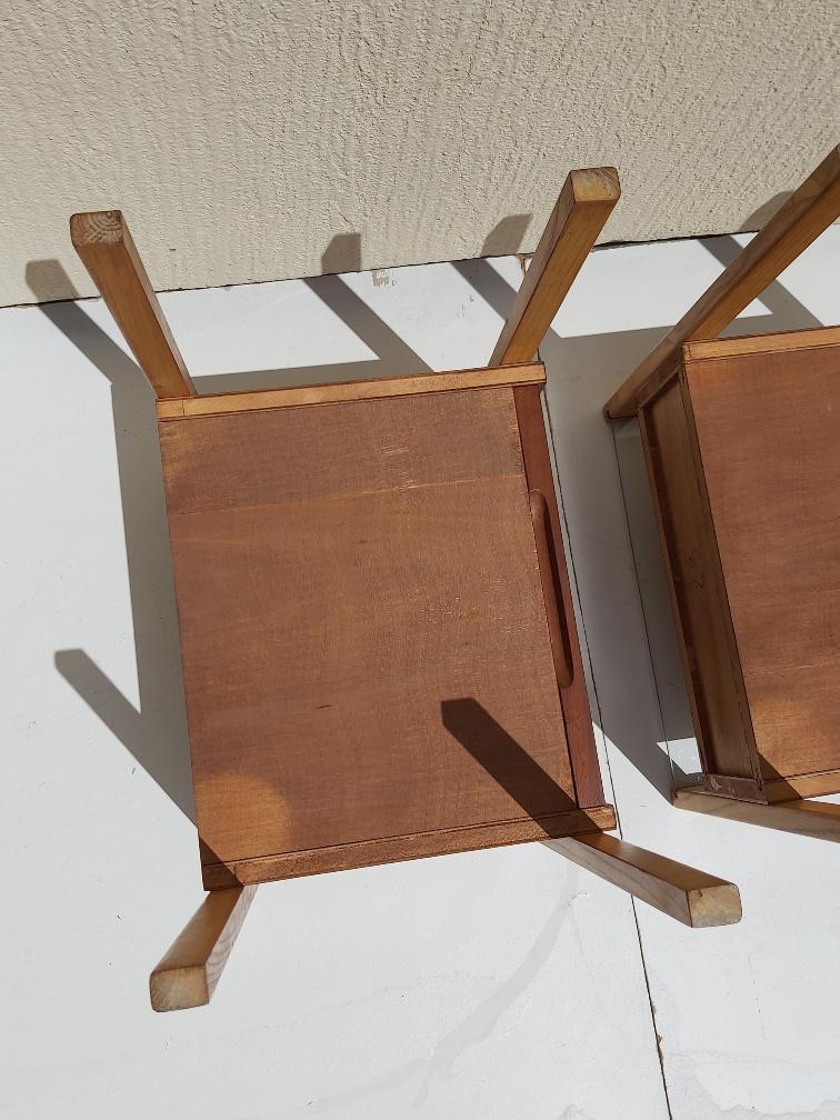 Pair of bedsides wood and glass 50s