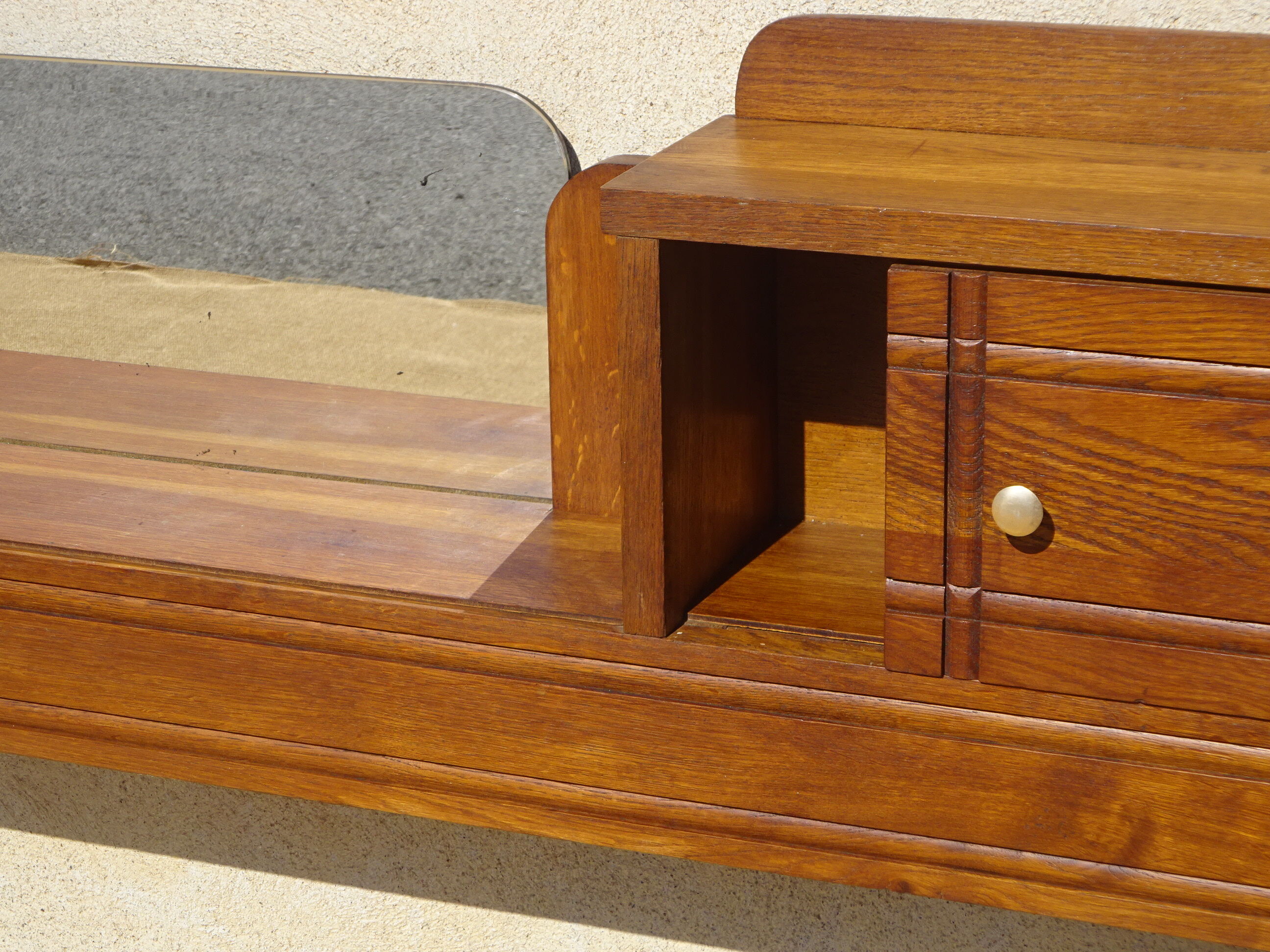 Cozy oak with sliding doors and mirror, art deco era