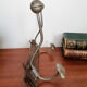 Coat rack in wood and iron 2 heads, vintage, 50s/60s, cloakroom, hook