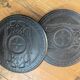 Touareg pedestal tables in wood and embossed leather