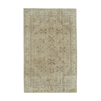 Handmade distressed oriental beige rug 156 cm x 255 cm - 36564
