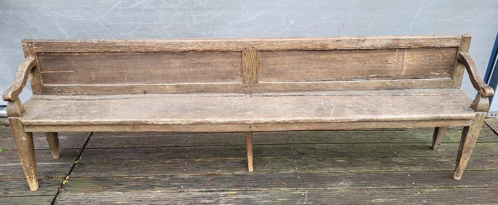 19th-century church pew, 245 cm long