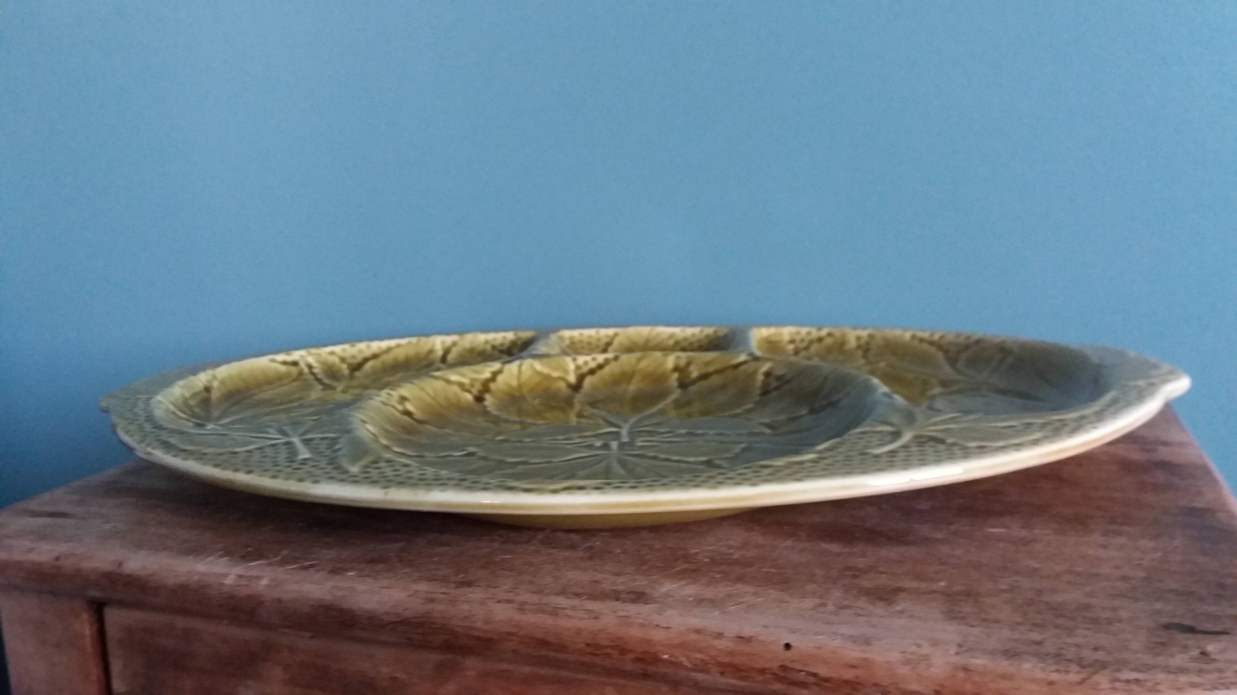 Gien platter, compartmentalized earthenware appetizer serving tray