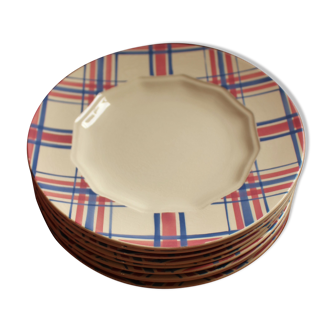 Lot 8 flat plates Scottish pink blue HBCM