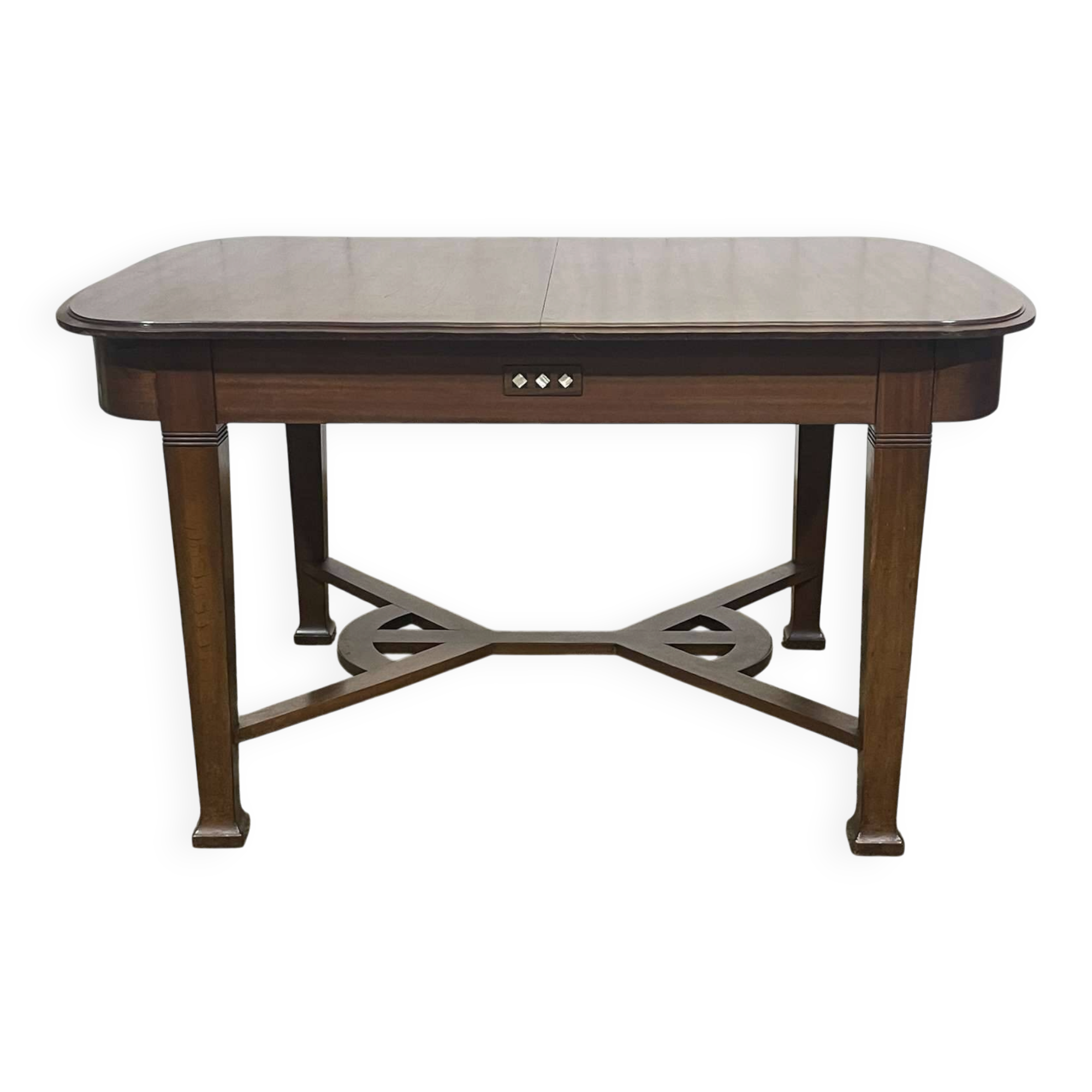 Art Nouveau dining table in mahogany in the style of Gustave Serrurier-Bovy.
