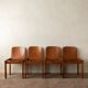 Italian Plywood Dining Chairs Attributed to Molteni, 1970s, Set of 4