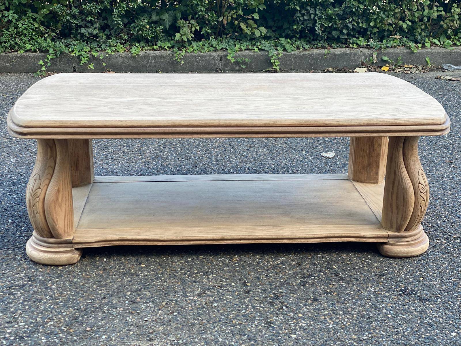 Art Deco coffee table in renovated solid oak wood
