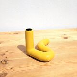 Yellow ceramic twist candle holder