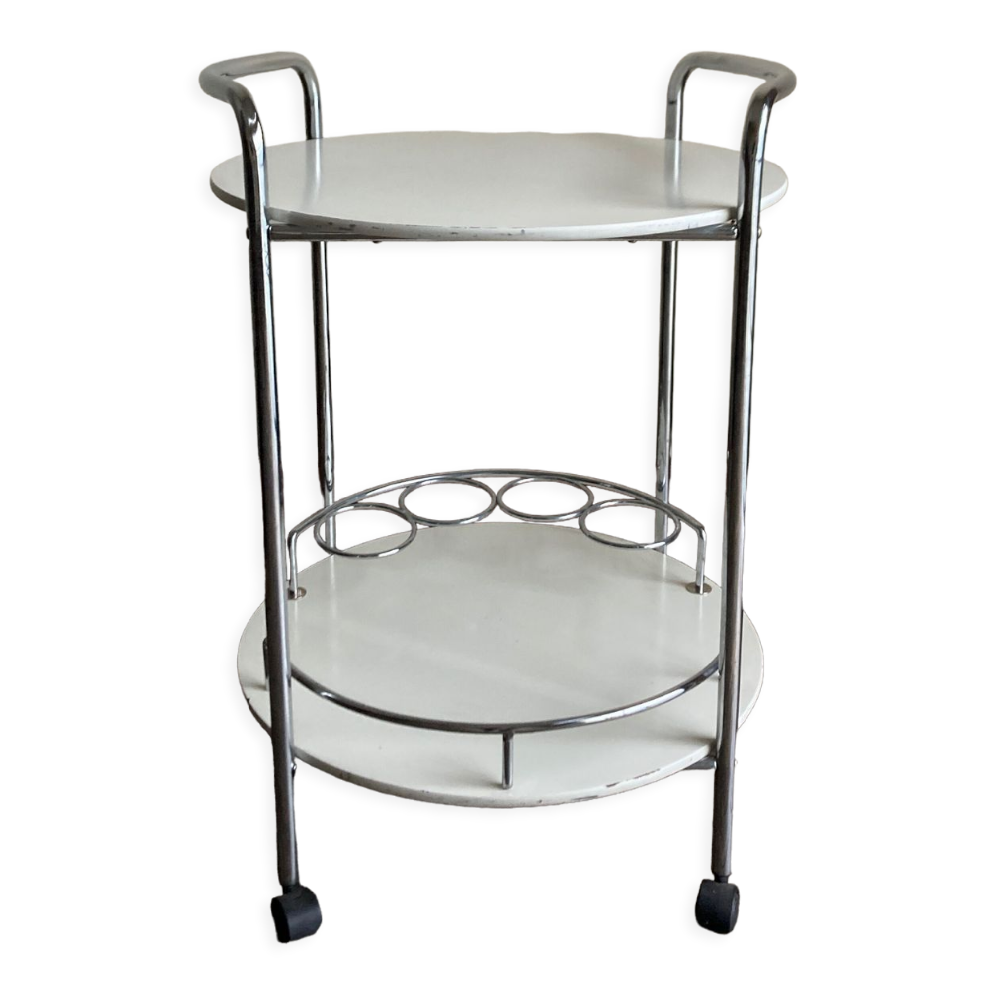 Desserte bar 1970 en bois laqué blanc