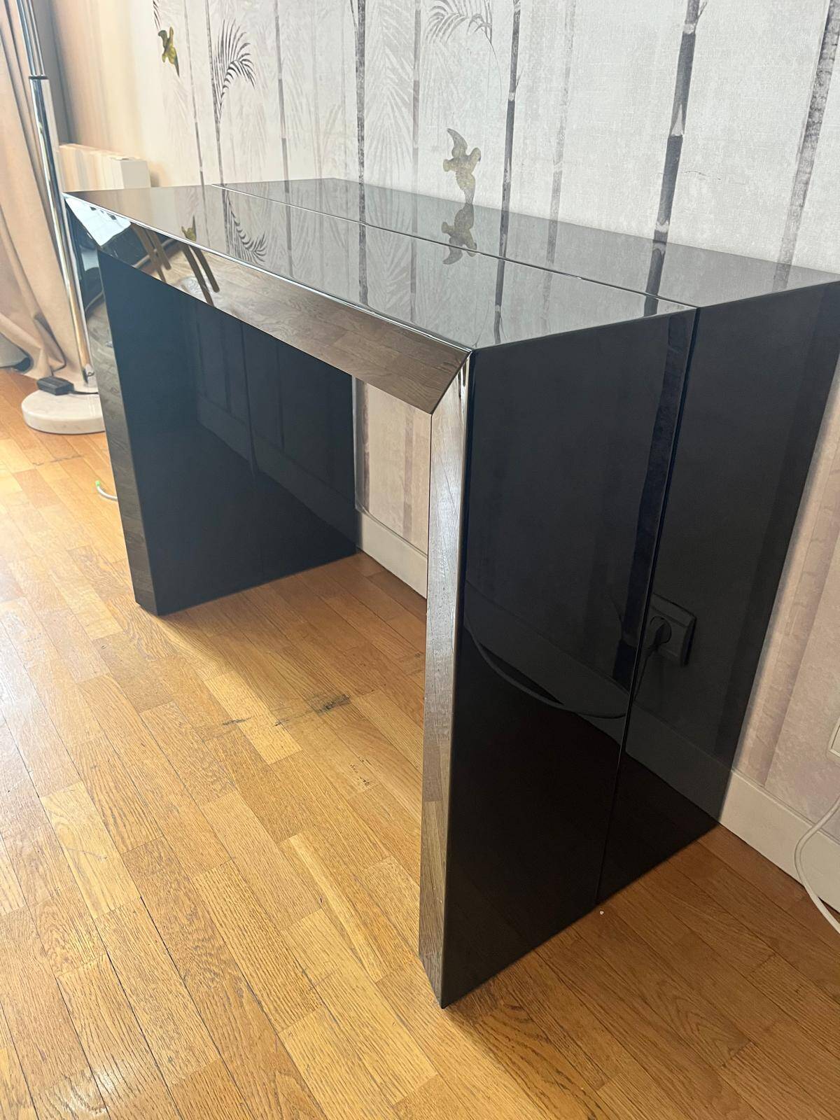 Roche Bobois black lacquered console table