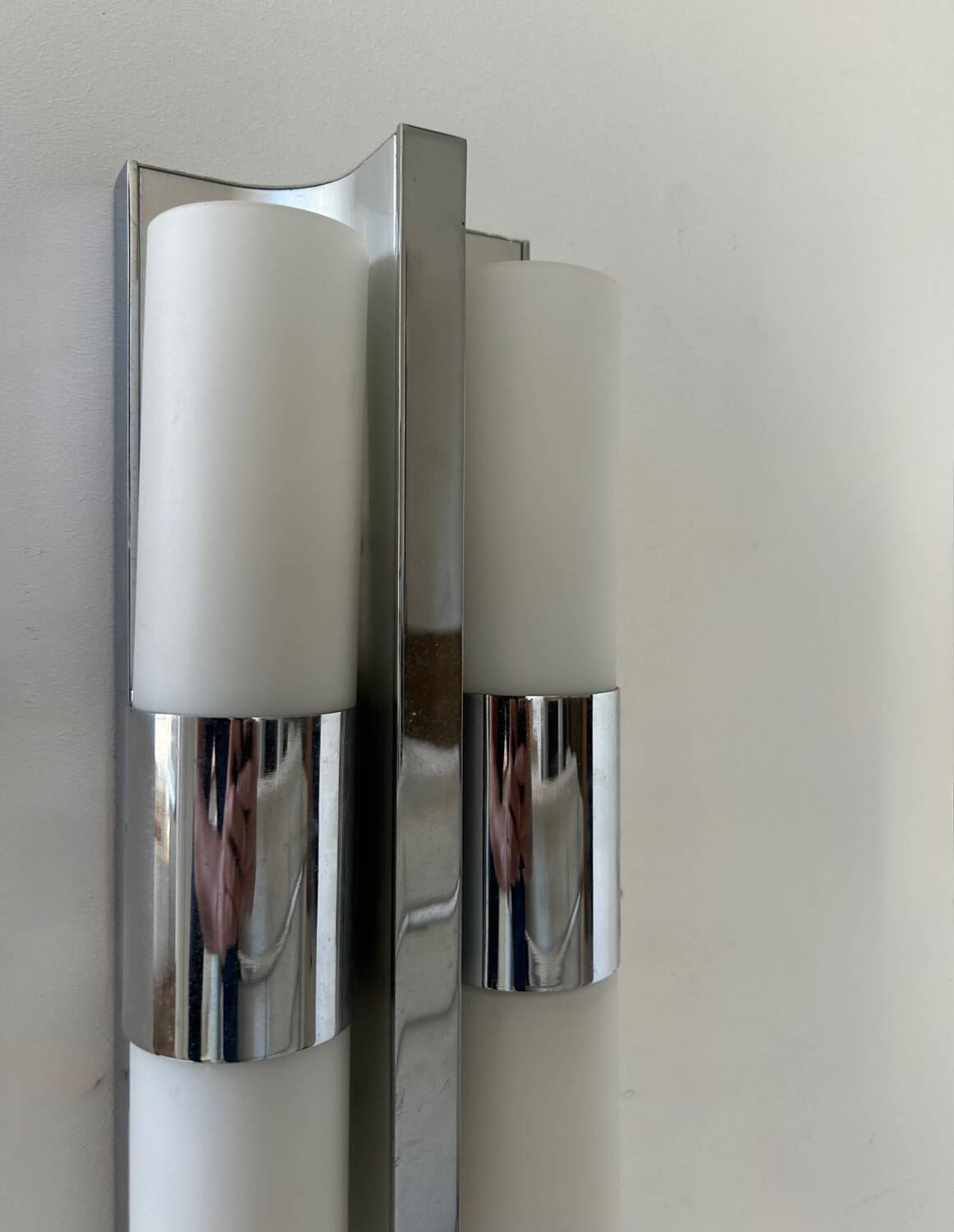 Vintage chrome and opaline metal wall light, Germany 1960