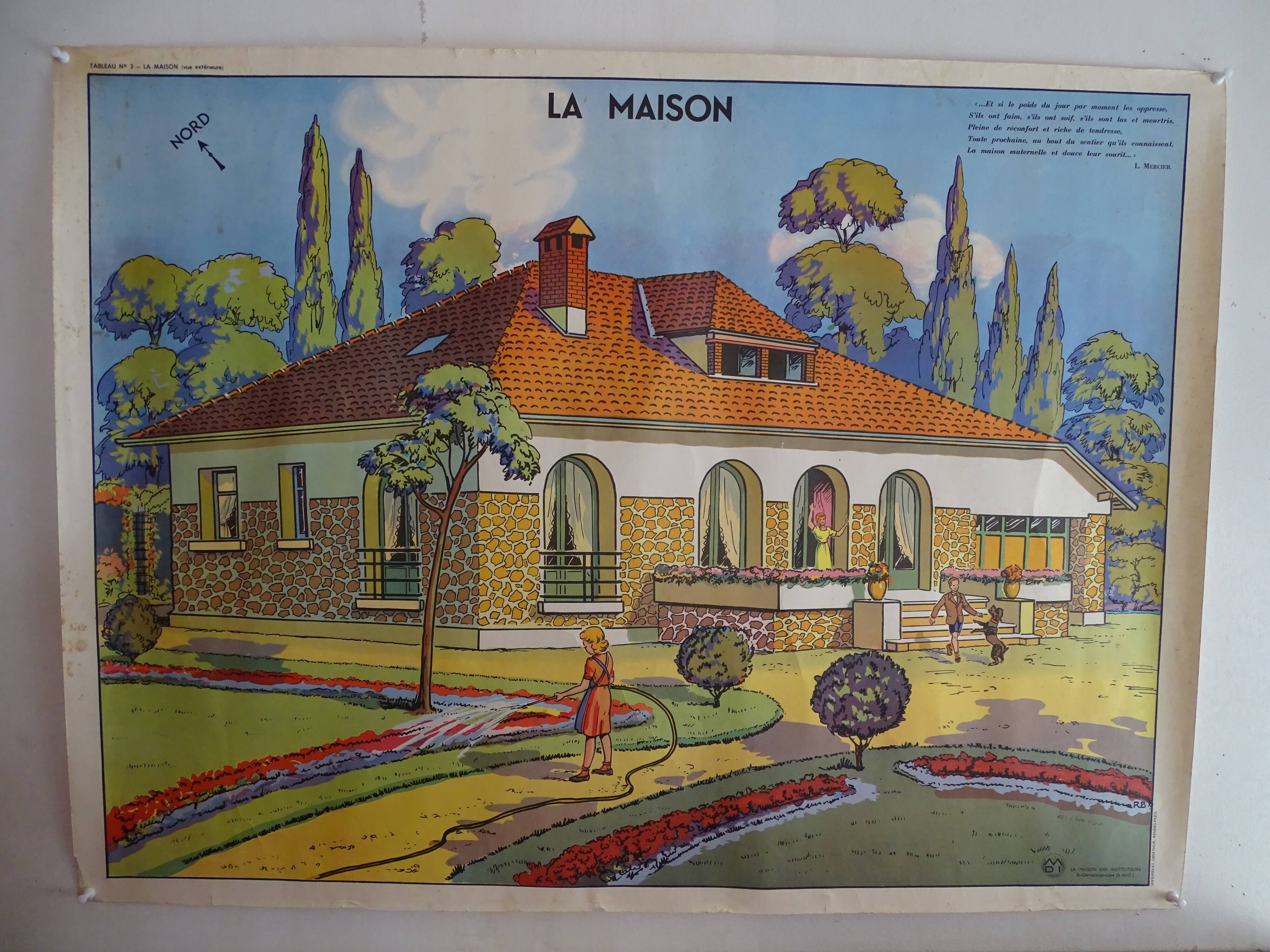 School poster on both sides of pedagogy the frame, the vintage MDI house
