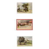 Painting Set of 3 watercolors Village and countryside early 20th century