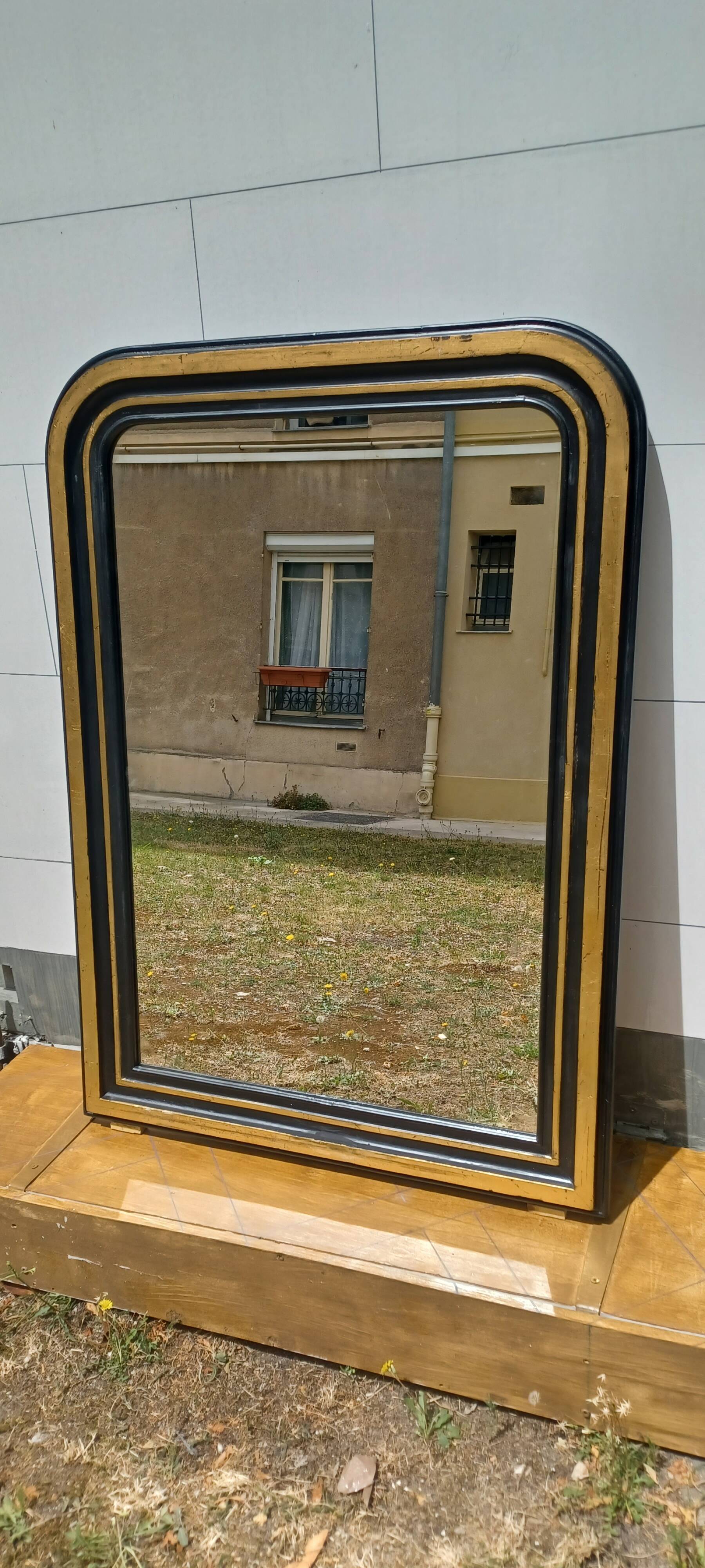 Vintage grand mirror in the 1970s style black and gold 109 x 79 cm