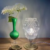 Lampe à poser globe vintage en verre moulé