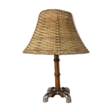 Organic wood lamp bamboo and chrome effect, 70s