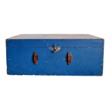 Blue old wooden trunk