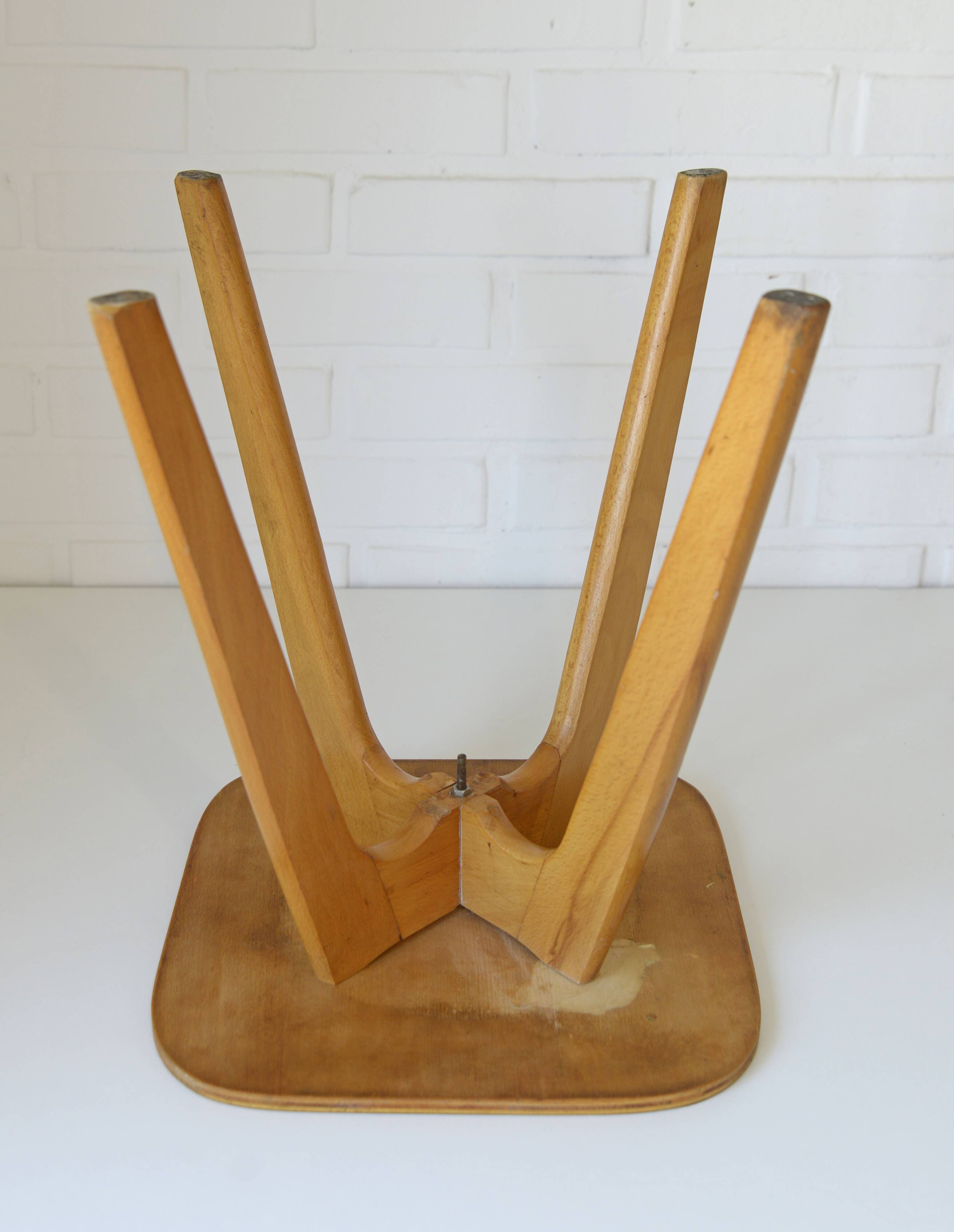 Vintage kitchen wooden stool mid-century modern side table 1950s