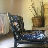 Fauteuil en rotin peint noir
