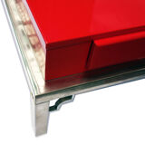 Large table low red laqué
