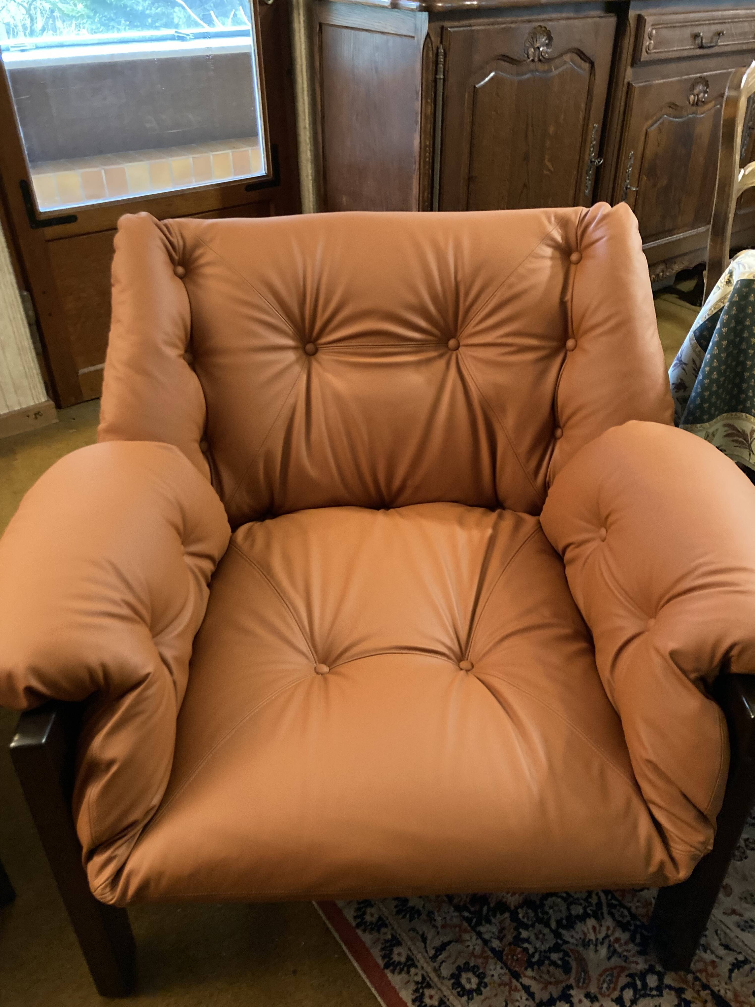 Rare set by JEAN GILLON, TIJUCA salon - 5 pieces - rosewood & leather