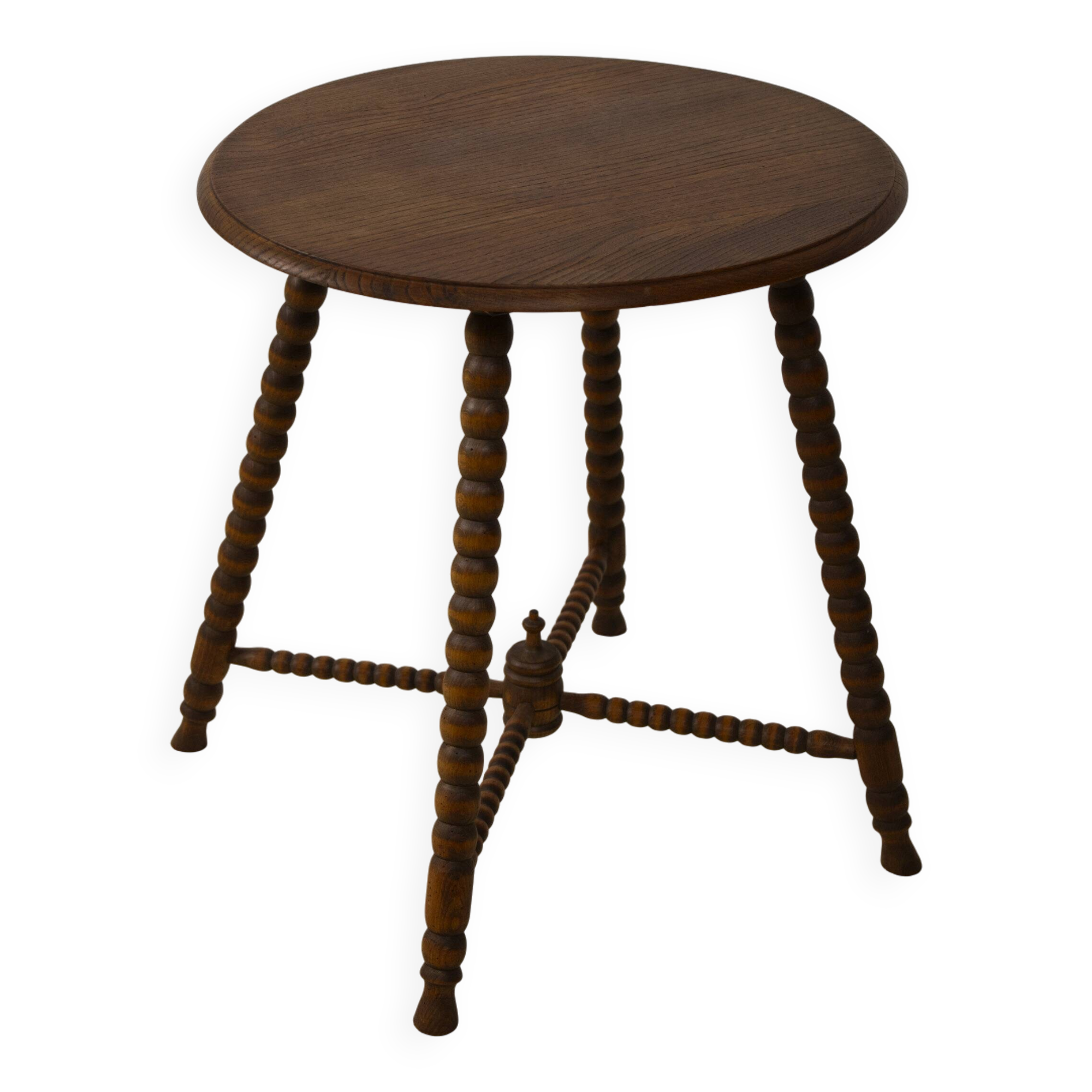 Vintage round Bobbin side table