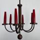 Mid-Century Modern six arms copper chandelier in Gio Ponti style. Italy 195