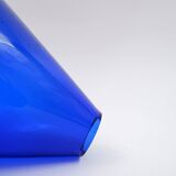 Cobalt blue glass spinning top vase - Salviati Murano