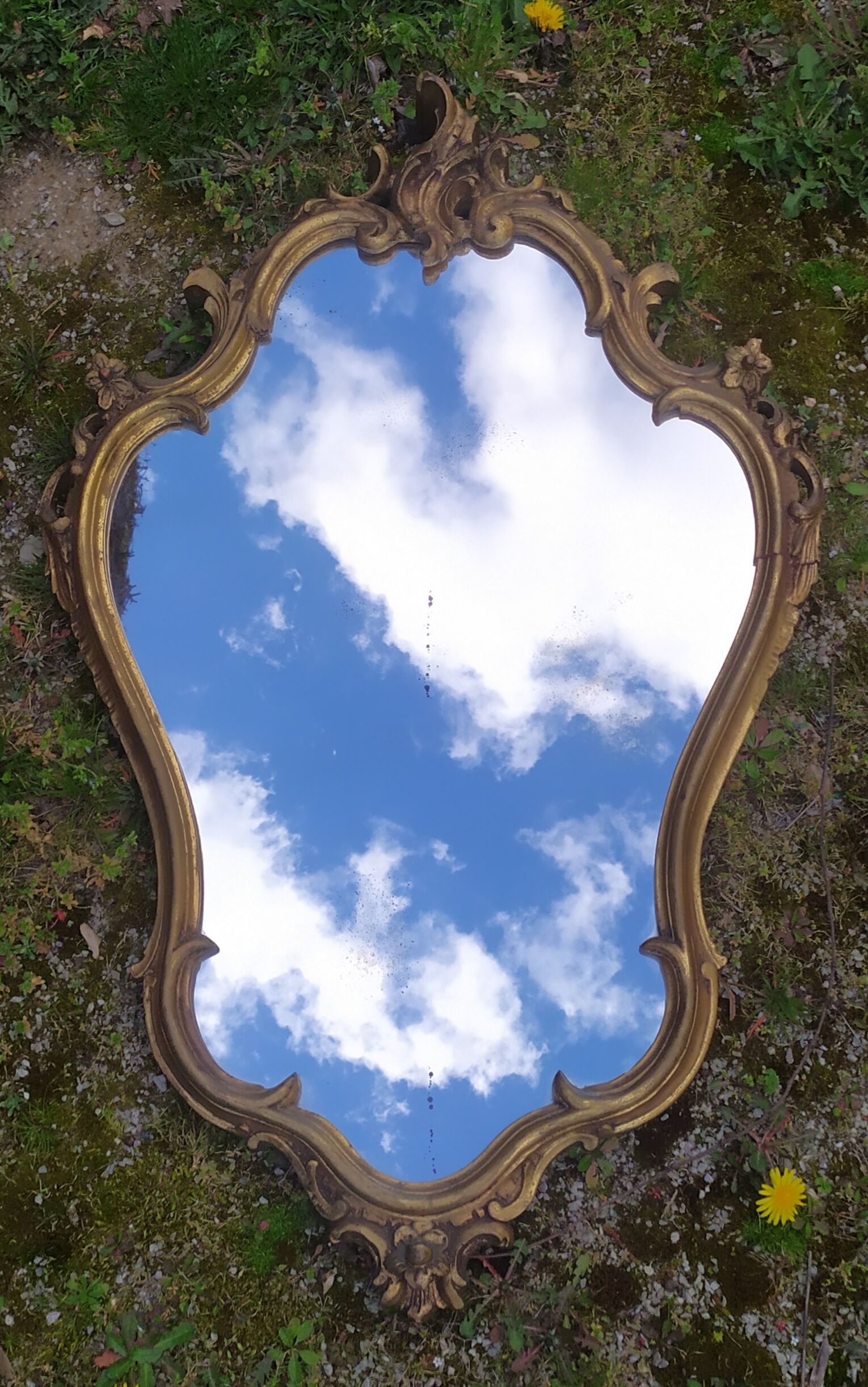 Baroque mirror in gilded wood 87x54cm