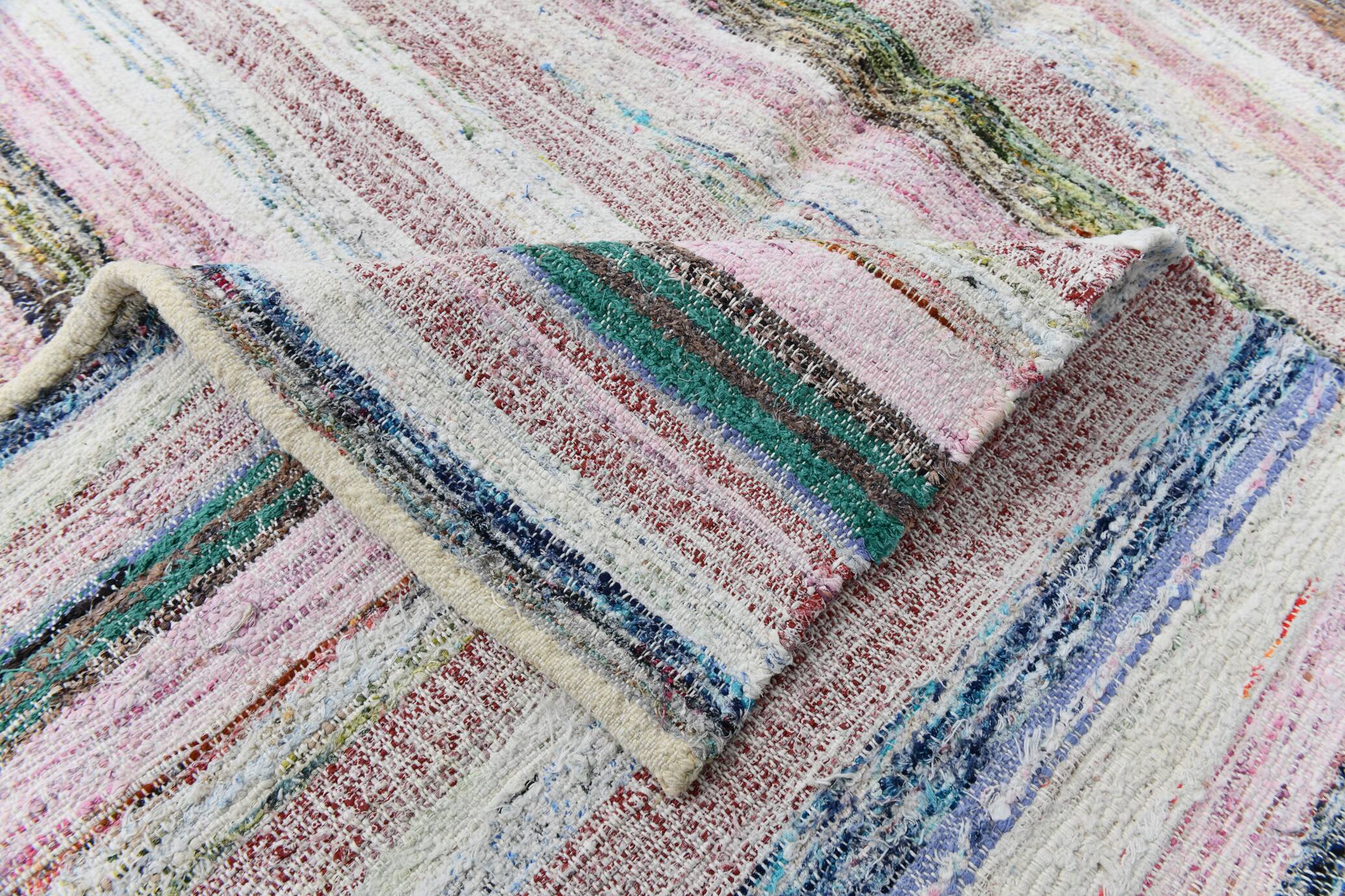 5x8 Vintage Striped Multicolor Rug Boho Pastel Design, 166x257 Cm