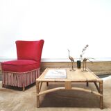 Bamboo rattan coffee table square shape 60s