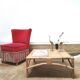 Bamboo rattan coffee table square shape 60s