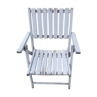 Folding garden armchair with wooden slats