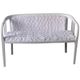 Banc Art Nouveau en bois peint blanc et tissu fausse fourrure, années 1940, 2 places