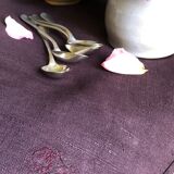 Old harvest tablecloth in hemp dyed with eggplant
