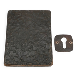Rare Mid Century Solid Abstract Brutalist Bronze front Door Handle with key hole cover Germany 1960